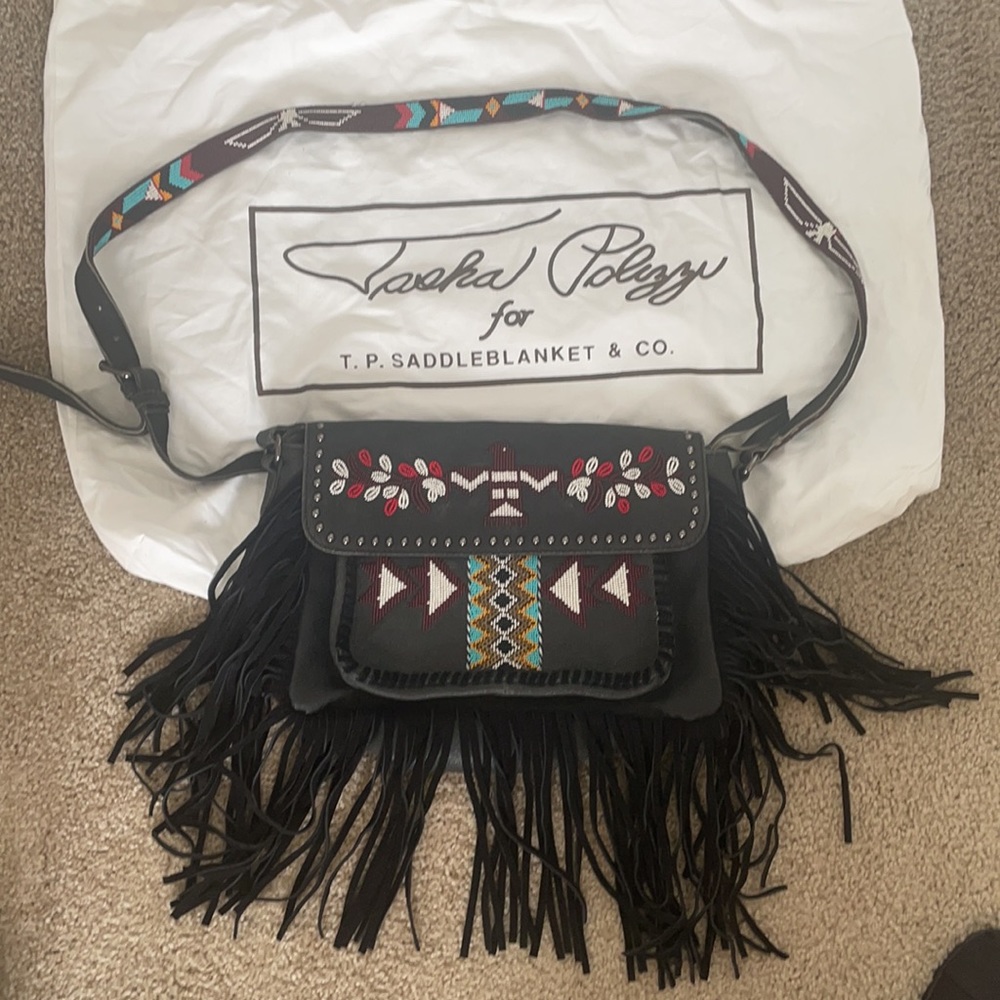 Tasha Polizzi Leather Beaded Bag